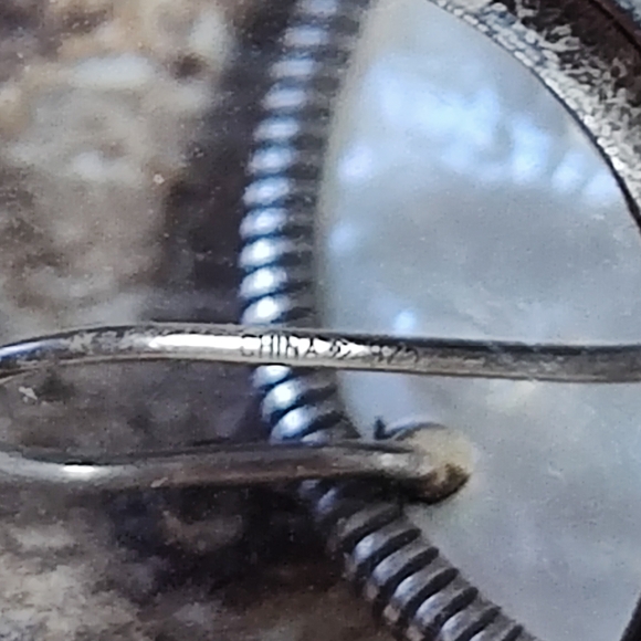 Silver and White Dangle Earrings - Picture 3 of 3